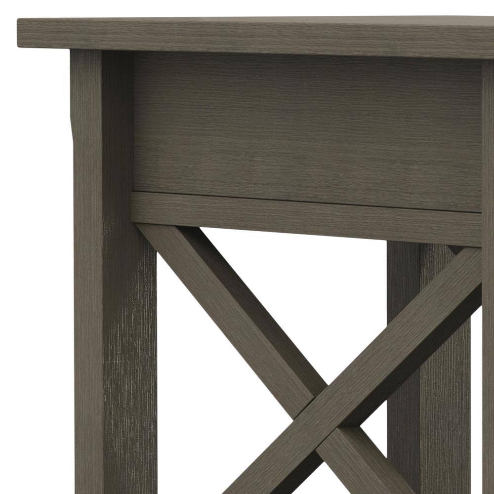 Farmhouse Gray Solid Wood Narrow End Table with Storage