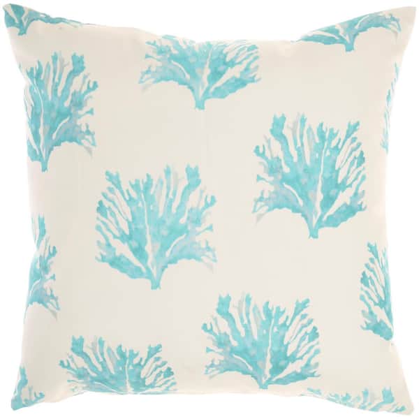 Mina Victory Turquoise 18 in. x 18 in. Indoor/Outdoor Throw Pillow
