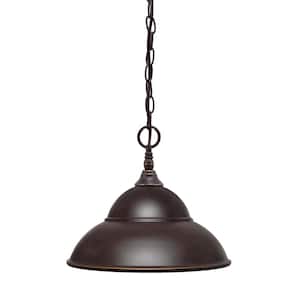 Elva 100-Watt 1-Light Dark Granite Shaded Pendant Light with 13 in. Dark Granite Metal Shade, No Bulb Included