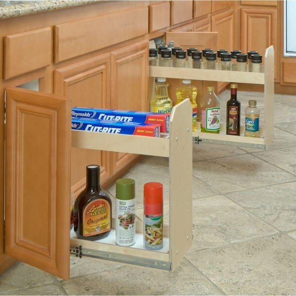 Pop-It Set of 2 Adjustable Sliding Cabinet Organizers with Wooden