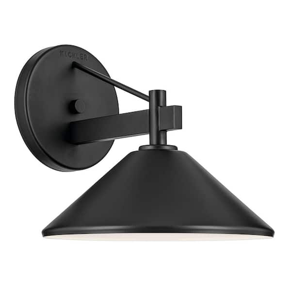 KICHLER Ripley 9.25 in. 1-Light Black Outdoor Hardwired Barn Sconce with No Bulbs Included (1-Pack)