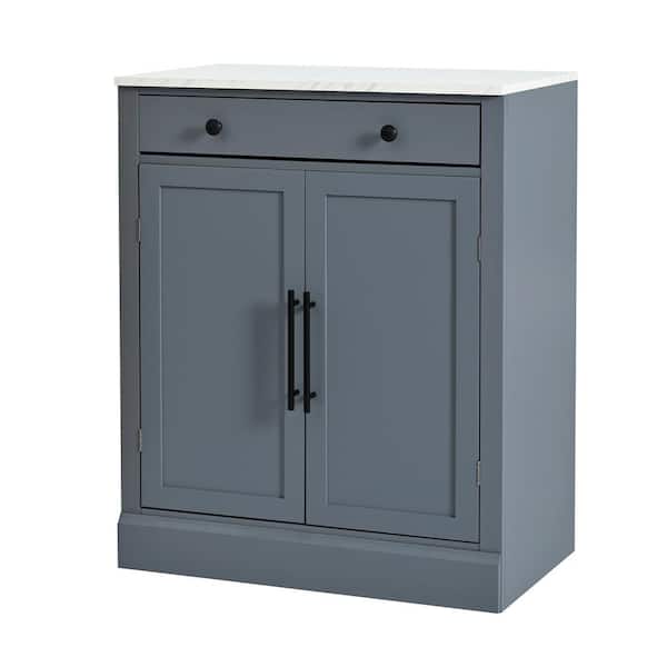 COWLOWN Gray Wood Pantry Organizer, Buffet Food Storage, Coffee Bar Cabinet with Drawer, 2-Adjustable Shelves and 2-Door Shelves