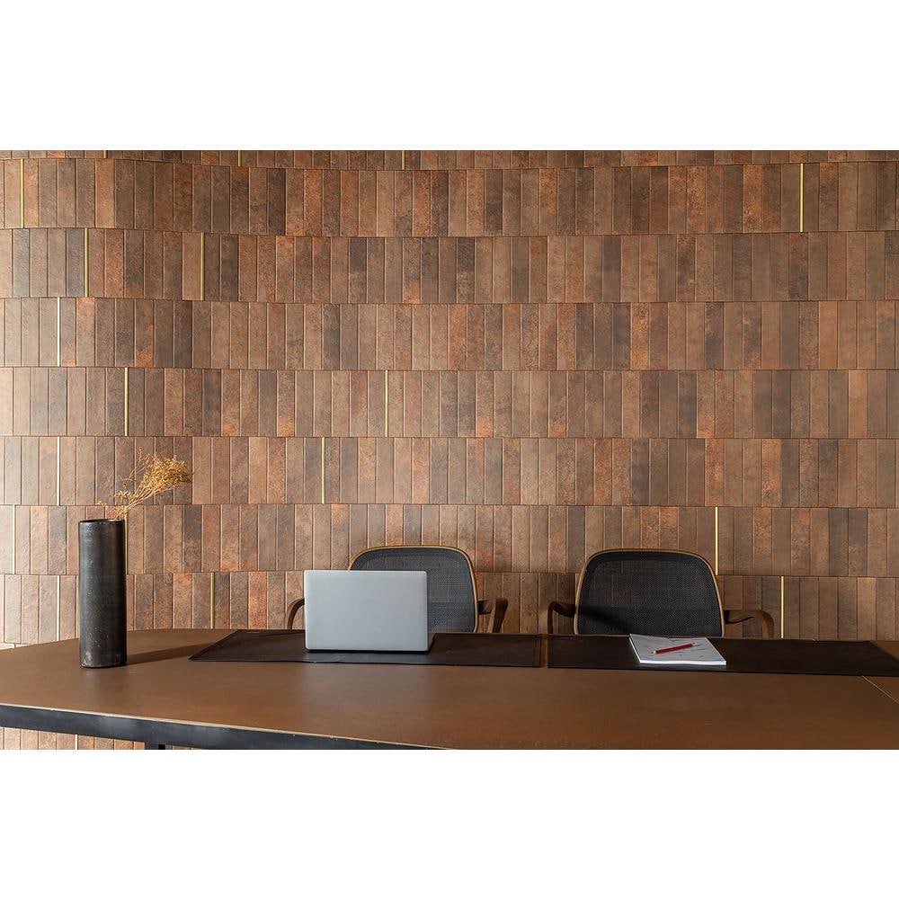 Terracotta Brown Ceramic Subway Wall & Floor Tile, 3" x 10"