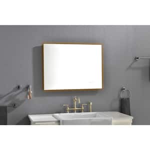 32 in. W x 24 in. H Rectangular Framed Anti-Fog Dimmable Backlit LED Wall Bathroom Vanity Mirror in Gun Gray Metal