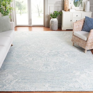 Abstract Light Blue 8 ft. x 10 ft. Floral Medallion Area Rug