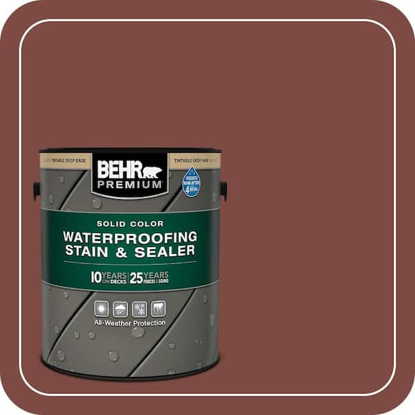 1 gal. #PFC-02 Brick Red Solid Color Waterproofing Exterior Wood Stain and Sealer