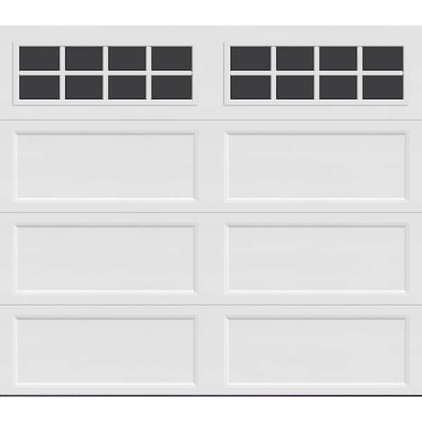 Clopay Bridgeport Steel Extended Panel 8ft x 7ft Insulated 12.9 R-Value White Garage Door with windows