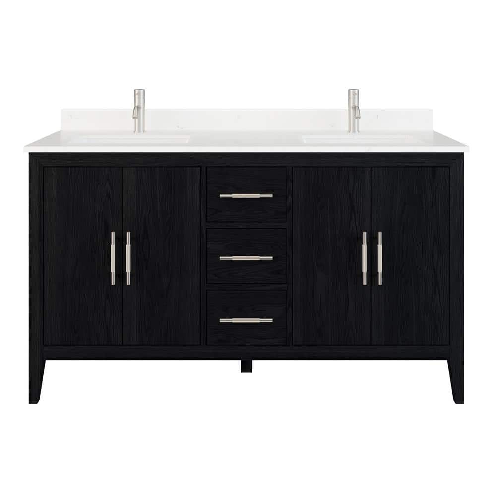 Vienna 60 in. W x 22 in. D Bath Vanity in Espresso Diamond Quartz Top with 