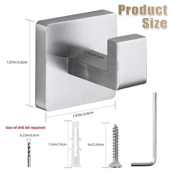 4-Pack J-Hook Heavy Duty Towel Robe Hook in Brushed Nickel Wall Mounted Bathroom Accessory for Bathroom Kitchen Bedroom