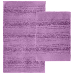 Essence Purple 21 in. x 34 in. Washable Bathroom 2-Piece Rug Set