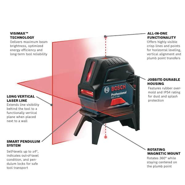 65 ft. Cross Line Laser Level with Plumb Points Self Leveling includes Hard Carrying Case and Precision Mount