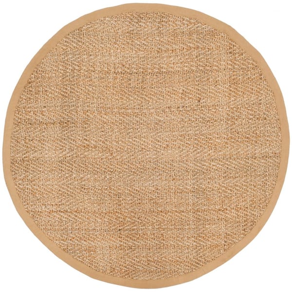 SAFAVIEH Natural Fiber Beige 8 ft. x 8 ft. Round Solid Area Rug