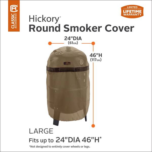 Classic Accessories Round Smoker Cover Protective Fabric Outdoor Hickory Large 