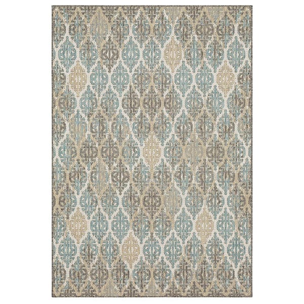 Mohawk Home Marbella Light Grey 10 ft. x 13 ft. Ikat Indoor/Outdoor Area Rug