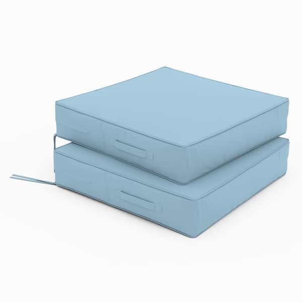 Kimunuk 17 in. x 16 in. x 3 in. (2-Pack) Square Outdoor Patio Seating Repacement Lounge Chair Dining Seat Cushion Sky Blue