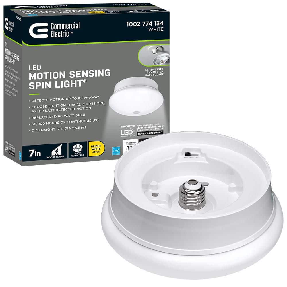 Commercial Electric Spin Light 7 in. Motion Sensor LED Flush Mount