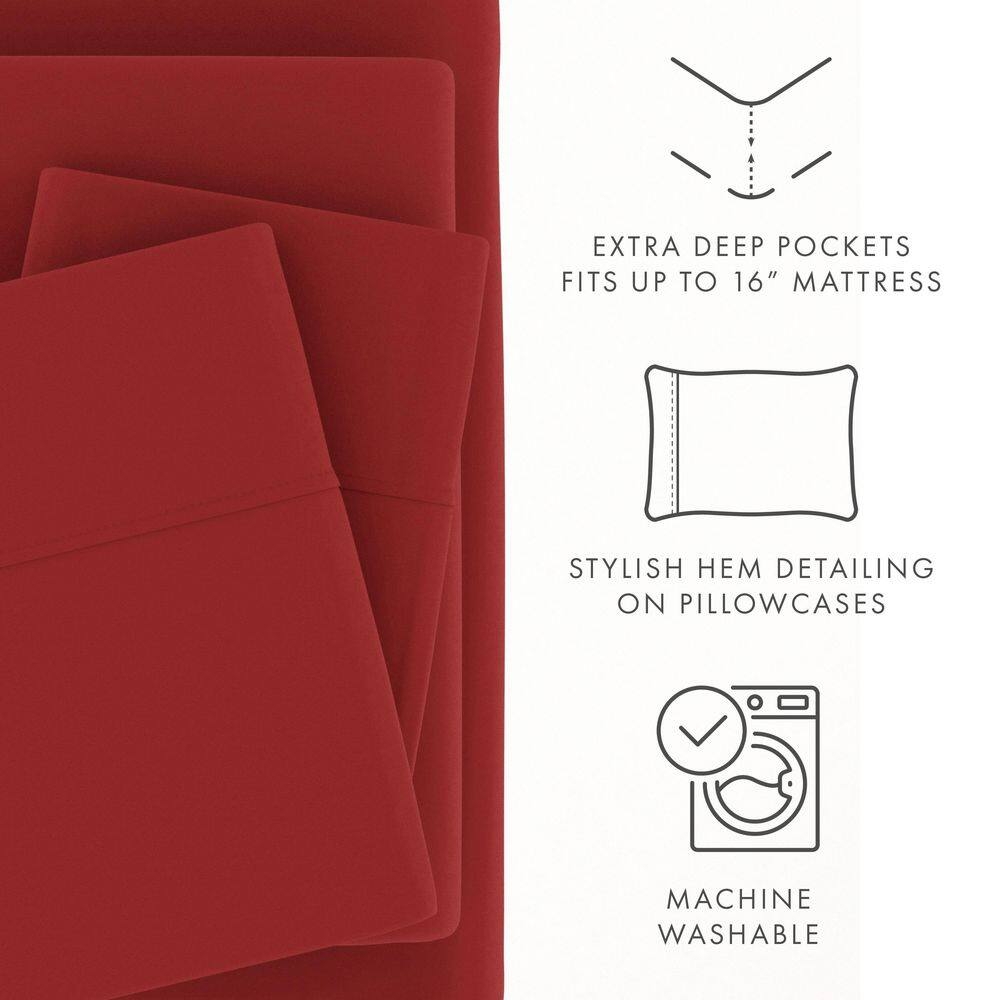Burgundy Queen Ultra Soft Microfiber Bed Sheet Set