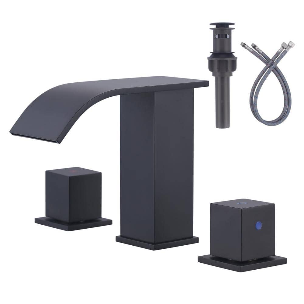 Matte Black Stainless Steel 8-Inch Widespread Bathroom Faucet