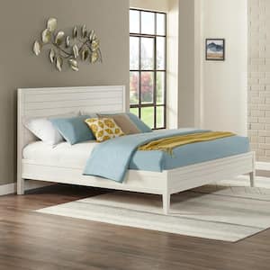 Furniture of America Seboya White King Panel Bed with LED Light