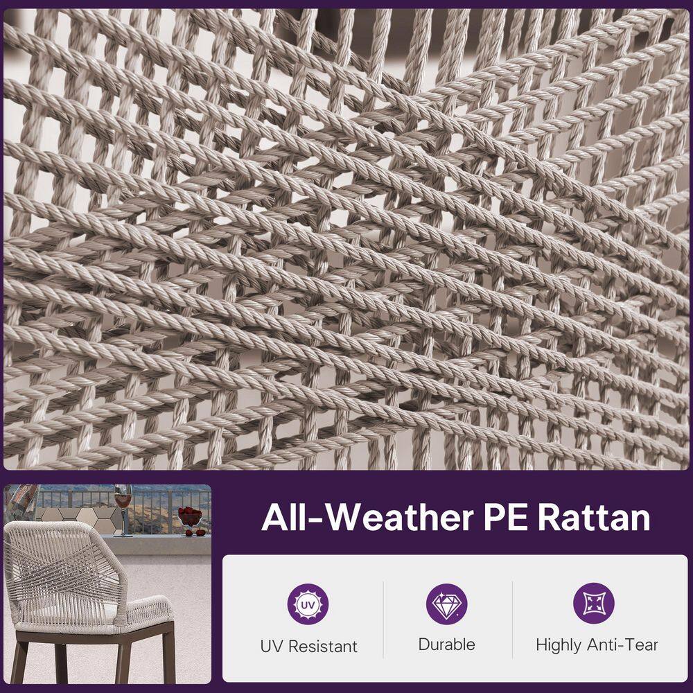 Close-up of the all-weather PE rattan texture.