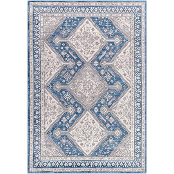 Livabliss Alamo Blue/Gray Medallion 5 ft. x 7 ft. Indoor Area Rug