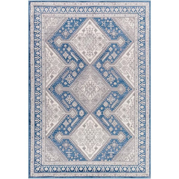 Livabliss Alamo Blue/Gray Medallion 8 ft. x 10 ft. Indoor Area Rug