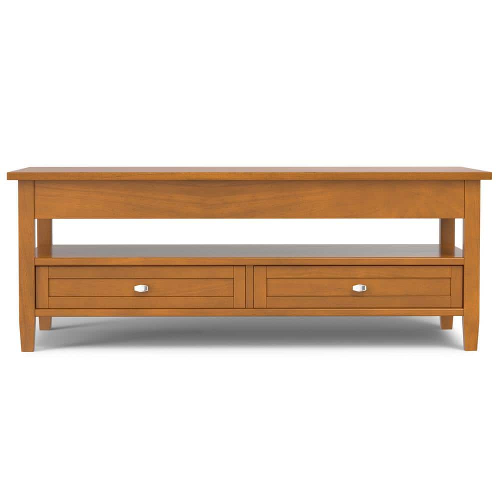 Light Golden Brown Solid Wood Lift-Top Coffee Table with Storage
