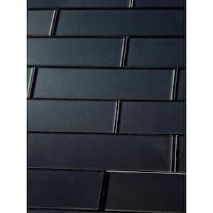 Transitional Design Style Matte Blue Gray Subway 3 in. x 12 in. Glass Decorative Backsplash Wall Tile (1 sq. ft./Case)