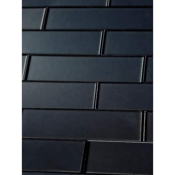 Transitional Design Style Blue Gray 3 in. x 12 in. Matte Glass Subway Backsplash Wall Tile (2 sq.ft/Case)