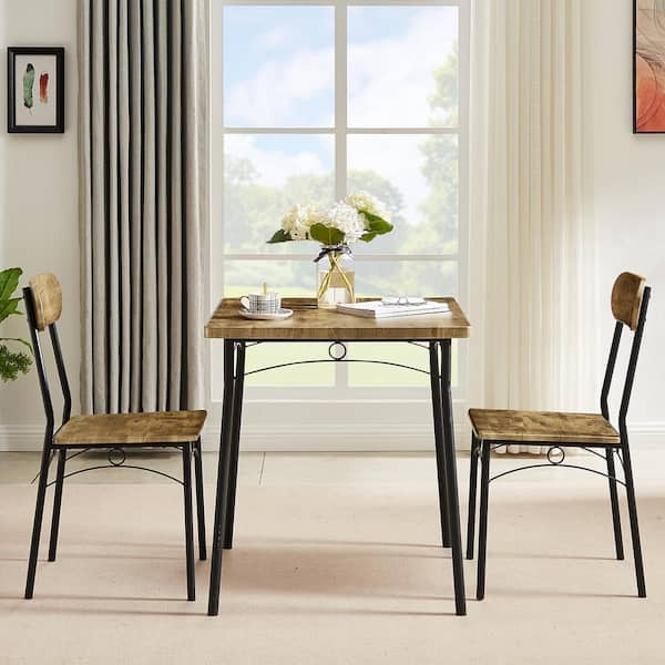 Trinity Dining Table Set for 4, Kitchen Table and Chairs, Rectangular  Dining Room Table Set with 4 Upholstered Chairs, for Small Space, Brown