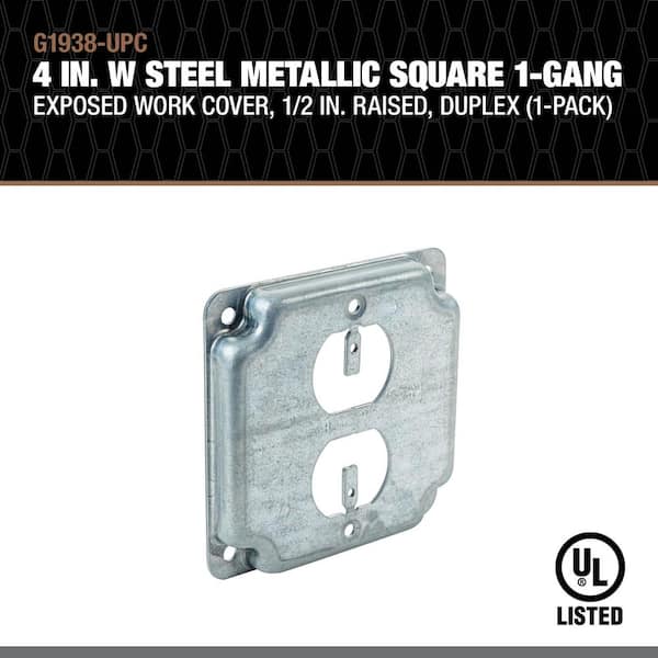 Southwire 4 in. Steel Metallic Square Box Cover Duplex (1-Pack) G1938-UPC -  The Home Depot