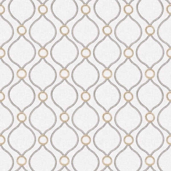 SURFACE STYLE Curveball Platinum Geometric Vinyl Peel and Stick Wallpaper Roll ( Covers 30.75 sq. ft. )