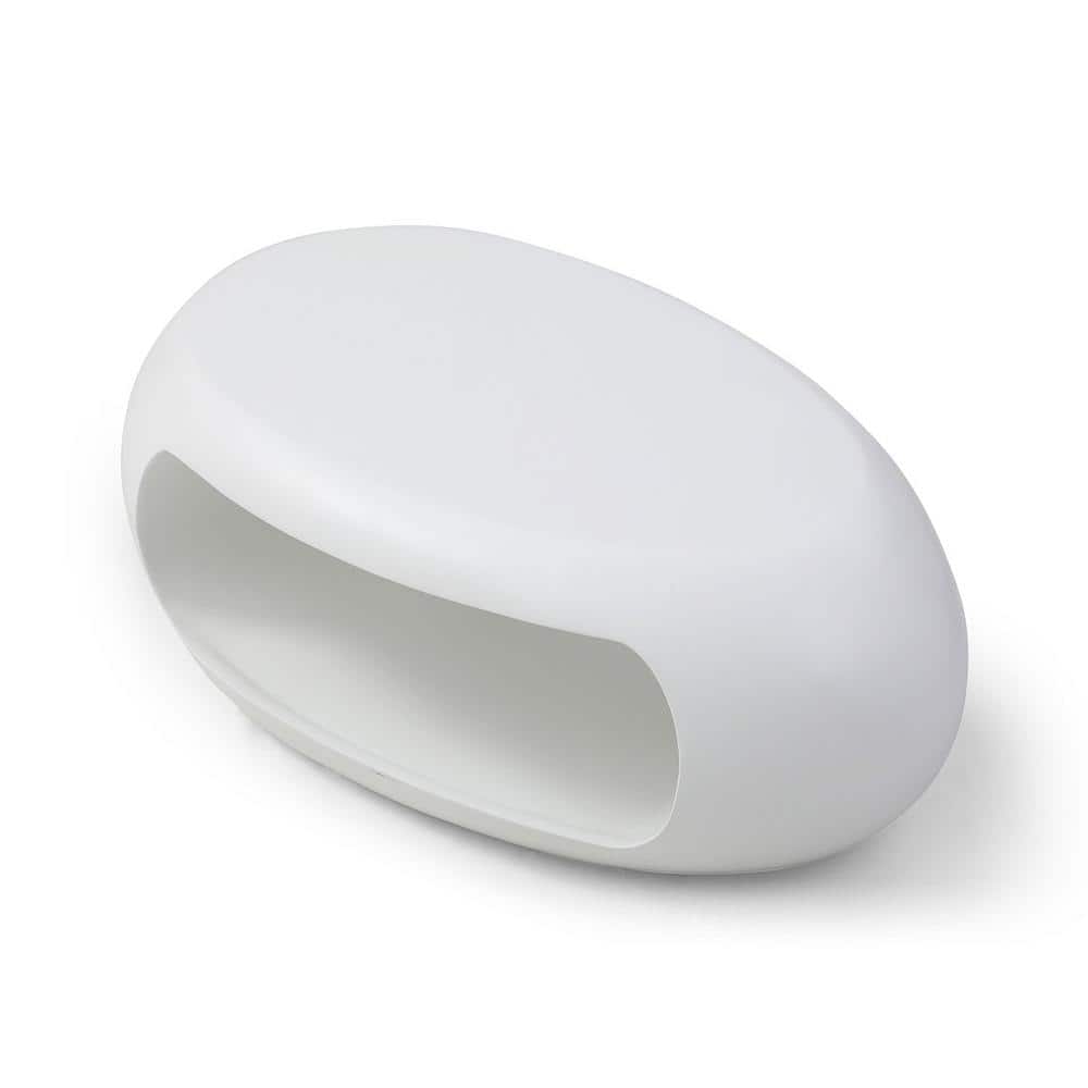 39.3 in. White Oval Fiberglass Coffee Table for Living Room (No Need Assemb