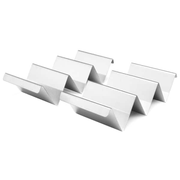 Stainless Steel Silver Taco Stand Rack Tray Style Oven Safe Dishwasher Grill Safe Taco Holder 4 Pack