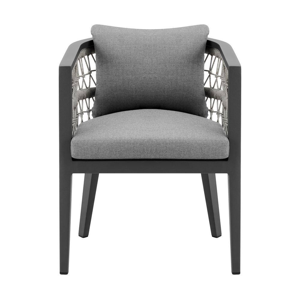 Zella Gray Aluminum Outdoor Dining Arm Chair with Cushions