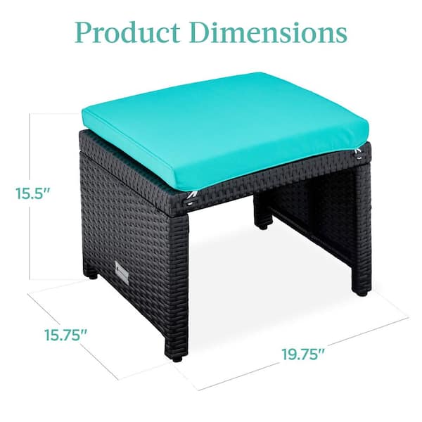 Costway Patio Rattan Cushioned Ottoman Seat Foot Rest Table Turquoise  (2-Piece) HW67568TU - The Home Depot