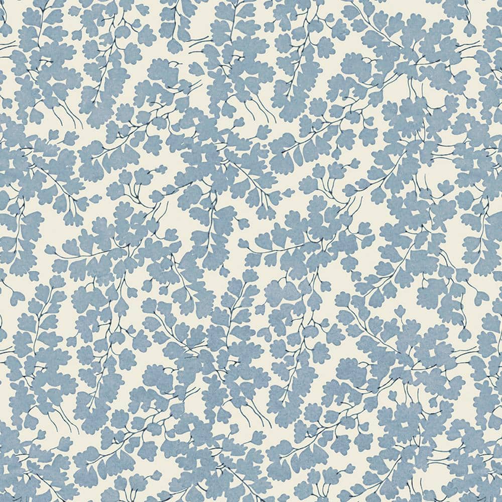 Laura Ashley Newport Blue Vinyl Floral Wallpaper Roll