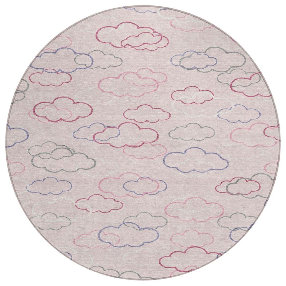 Chantille Machine Washable Indoor/Outdoor Abstract ACN2508 Pink 8 ft. x 8 ft. Round Rug price history on PriceWatchPro