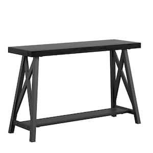 48 in. Black Standard Rectangle Wood Console Table with Shelf