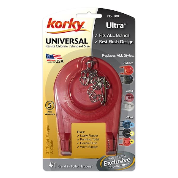 Korky Ultra Adjustable 2" Toilet Flapper & Chain for sale online 