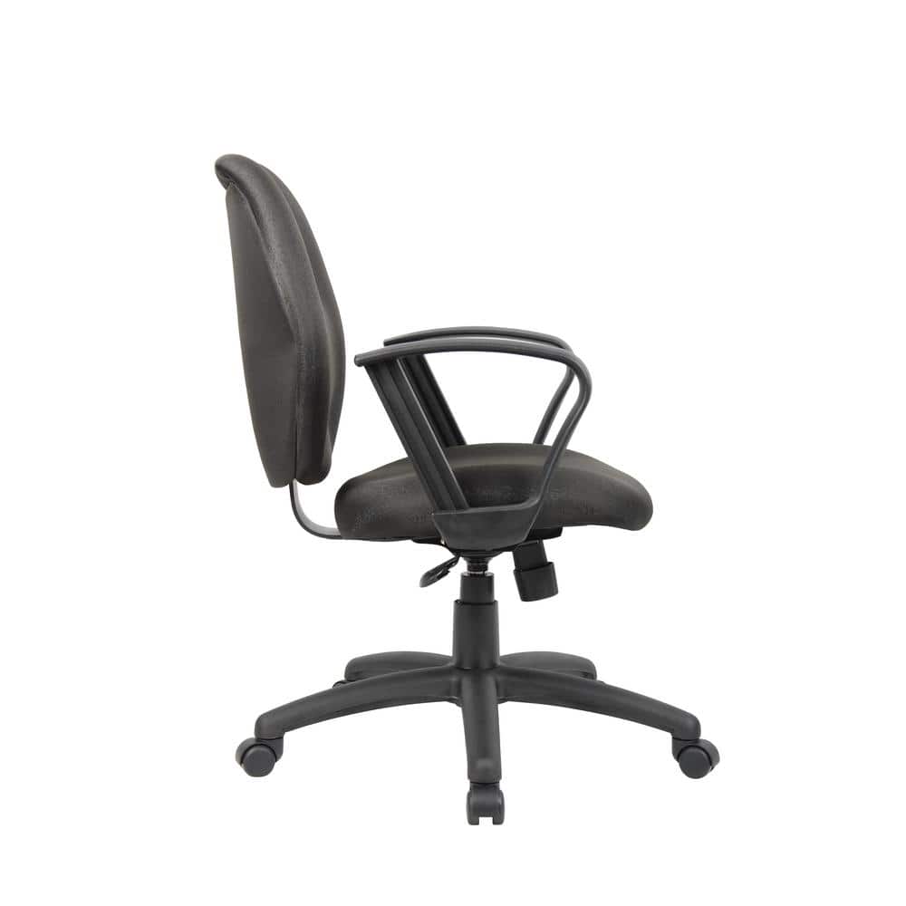 ErgoComfort Mid-Back Black Fabric Task Chair with Fixed Arms