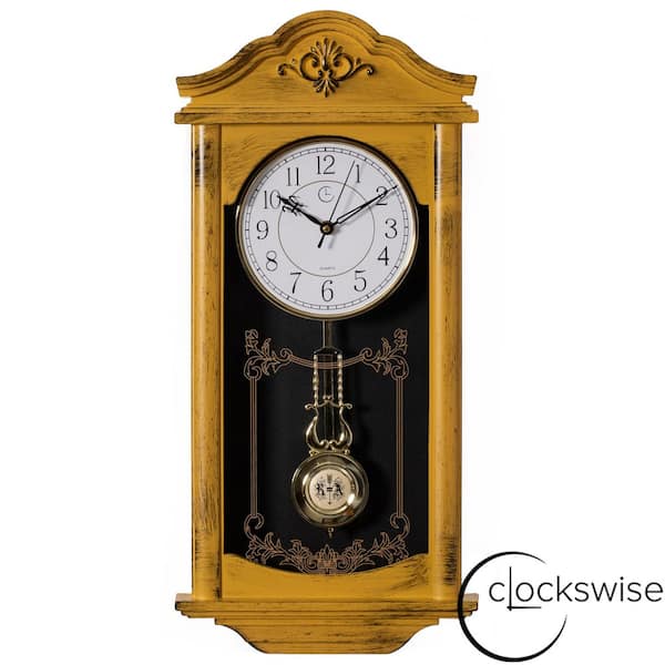 Bedford Clock Collection Classic 26 in. Golden Oak Wall