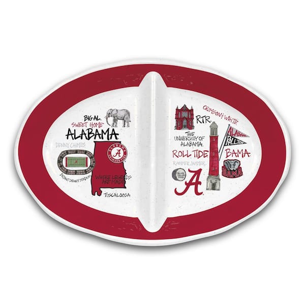 Alabama 16.5 in. Assorted Colors 2 Section Melamine Serving Platter