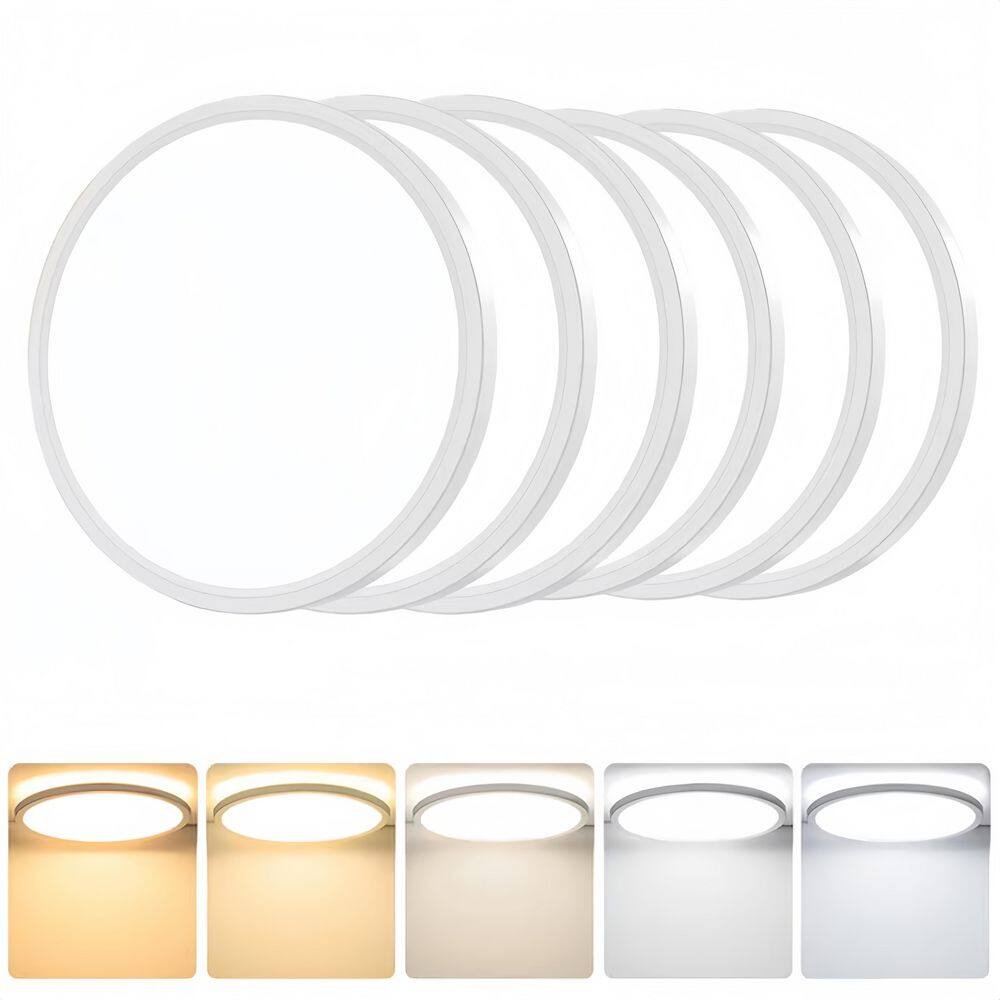 12 in. Low Profile Round Matte White Integrated LED Flush Mount Closet Light 3600 Lumens 3000K~6500K Selectable 6-Pack price history on PriceWatchPro