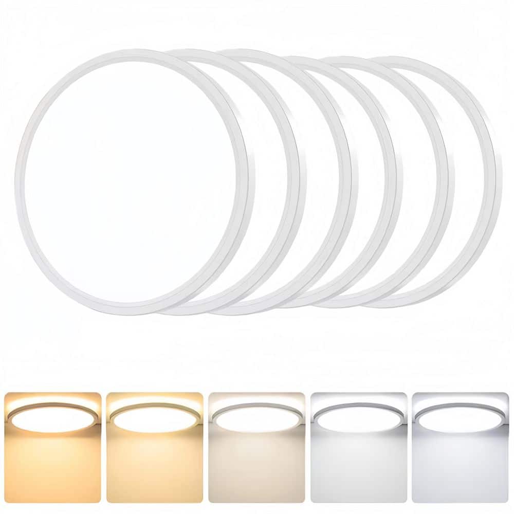 12 in. Ultra-Thin Round Matte White LED Flush Mount Ceiling Light, 28W 5CCT Adjustable for Bathroom Kitchen (6-Pack) price history on PriceWatchPro