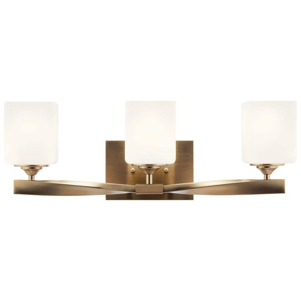 Champagne Bronze 3-Light Vanity with Satin Etched Glass