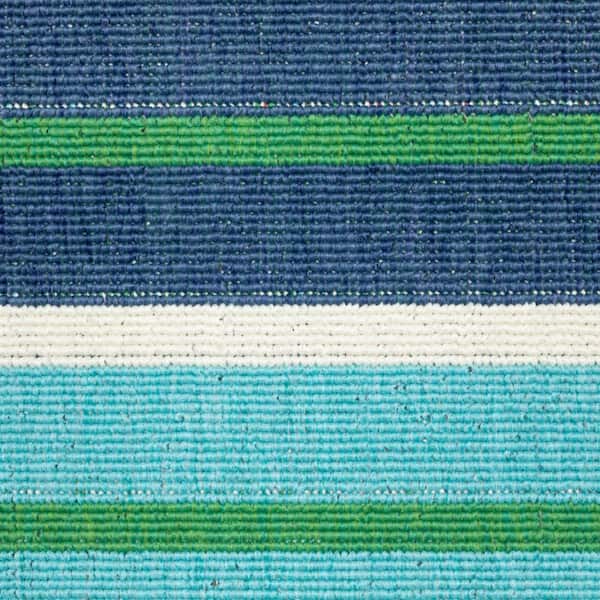 Blue, Green 8 ft. x 8 ft. Loomed Geometric Polypropylene Round Indoor/Outdoor Area Rug