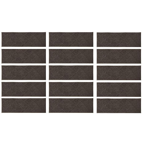 Brown 9 in. x 28 in. Non-Slip Carpet Polyester Stair Tread Cover Set of 15