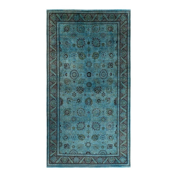 Overdyed Blue 10 ft. x 14 ft. Solid Wool Indoor Area Rug