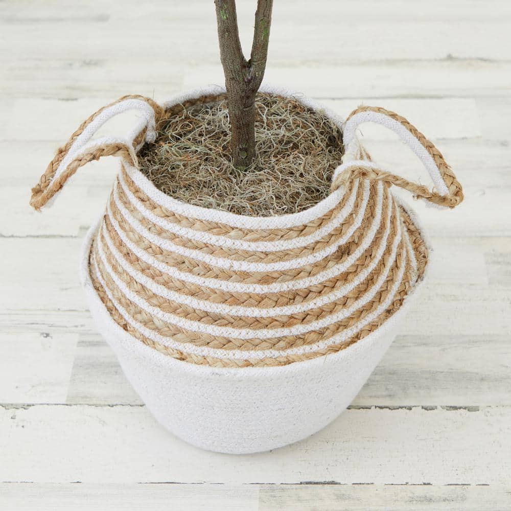 3 ft. Artificial Fiddle Leaf Fig Tree with Beige Cotton and Jute Basket
